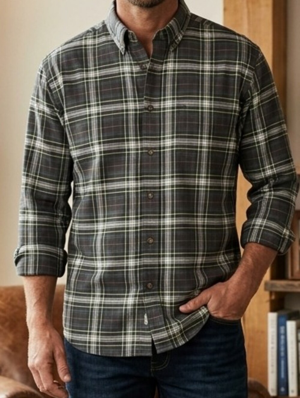 165 RedHead Plaid Long Sleeve Button Down Shirt Men's TG (XL) Pima Cotton Blend